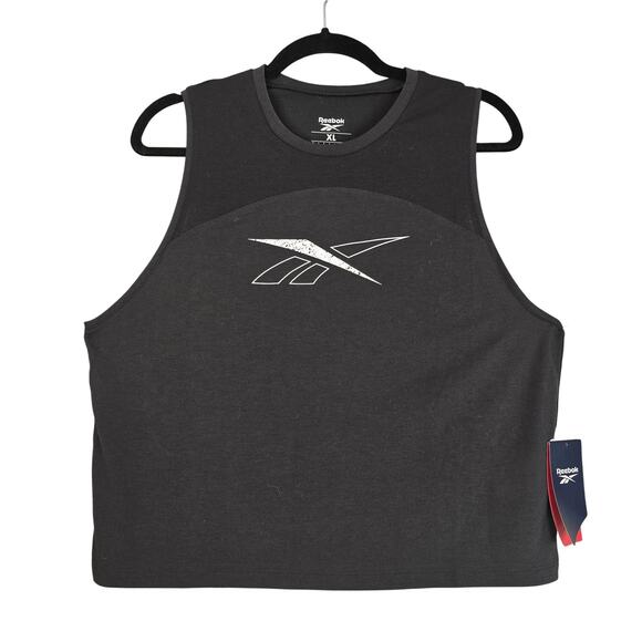 Reebok Tank Top Women Extra Large Black Vector Logo Athletic Training Sleeveless - Picture 1 of 8